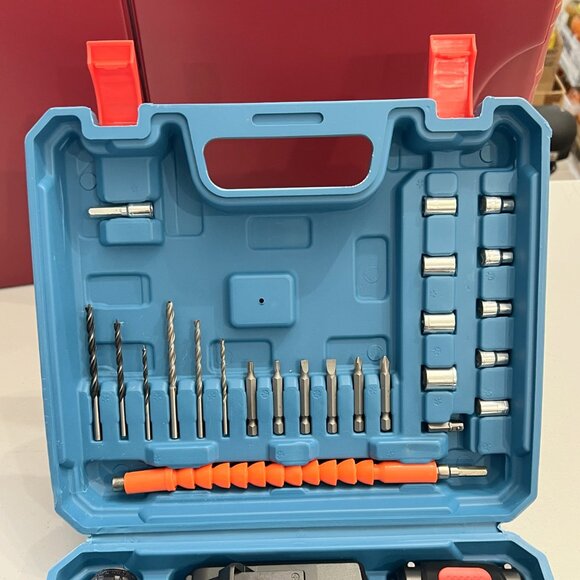 New Rechargeable Cordless Drill w/2 Lithium Batteries, Quick Charger & Tool kit! - Picture 9 of 16